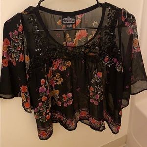 Beautiful sheer floral shirt with details